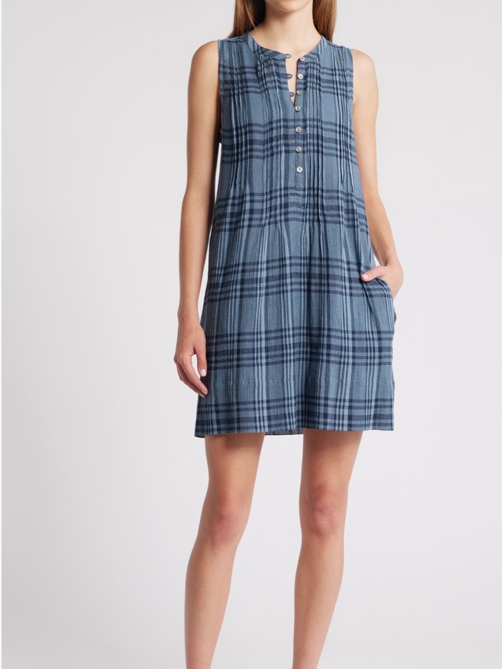 Faherty Navy Plaid Mini Dress
